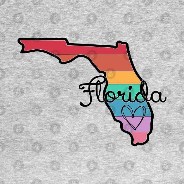 Florida Rainbow Sunshine State Outline Love by Timeforplay